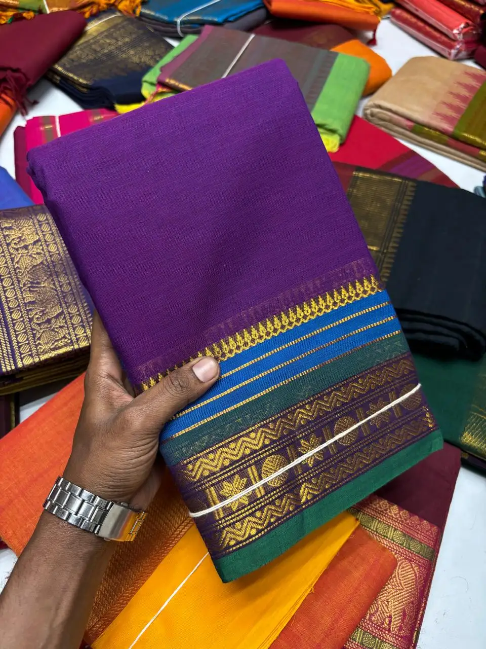 Royal Purple Kanchi Pure Cotton Saree